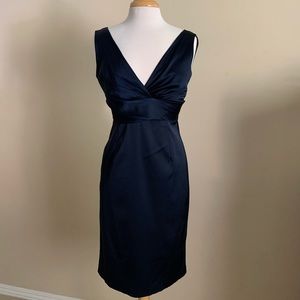 Navy stretch satin cocktail dress